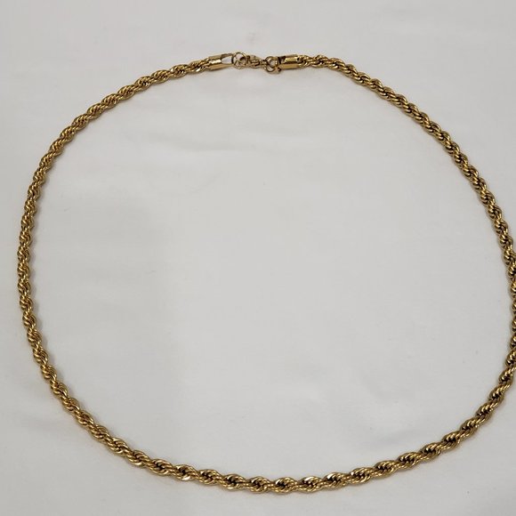 Unisex 14K YG over 317L Surgical Stainless Steel 24 in Rope Necklace 5mm - Picture 2 of 4